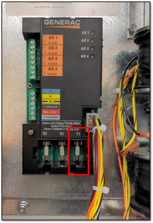 Where Is the T1 Fuse on My Home Standby Control Panel and What Does It Do?