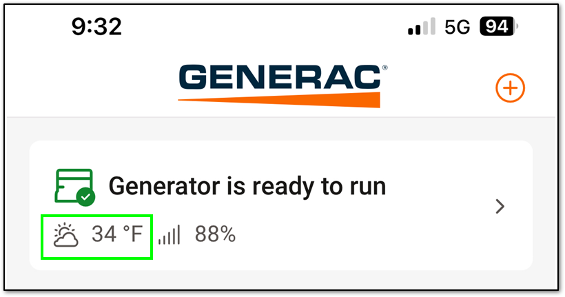 Mobile Link App Temperature