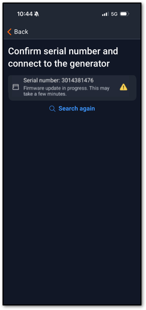 Field Pro message indicating firmware update in progress
