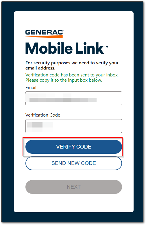 Enter verification code dialog