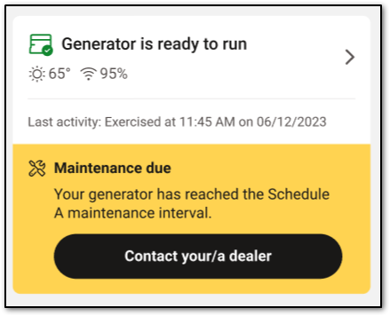 Generator status icons on a Mobile Link generator card