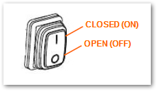 Internal auxiliary shutdown switch in the closed ON position